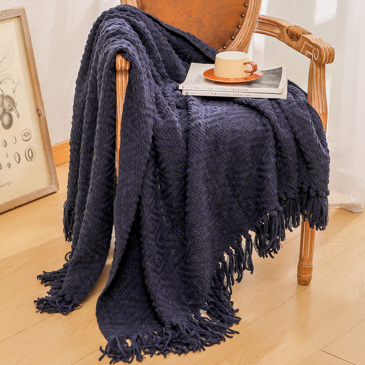 Handwoven Textured Throw Blanket Kalsten