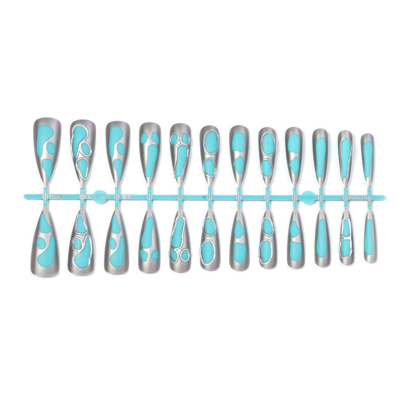 Acrylic nail set with modern geometric designs Kalsten