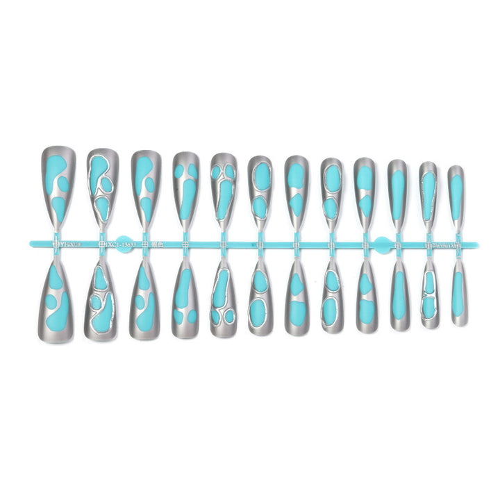 Acrylic nail set with modern geometric designs Kalsten