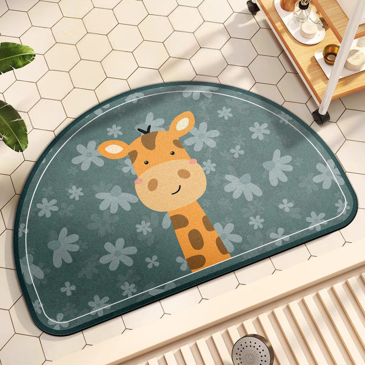 Playful Giraffe Themed Bath Mat