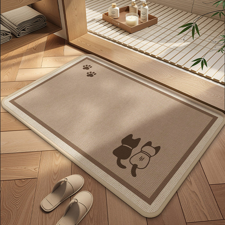 Decorative Cat-Themed Bathroom Mat for Home