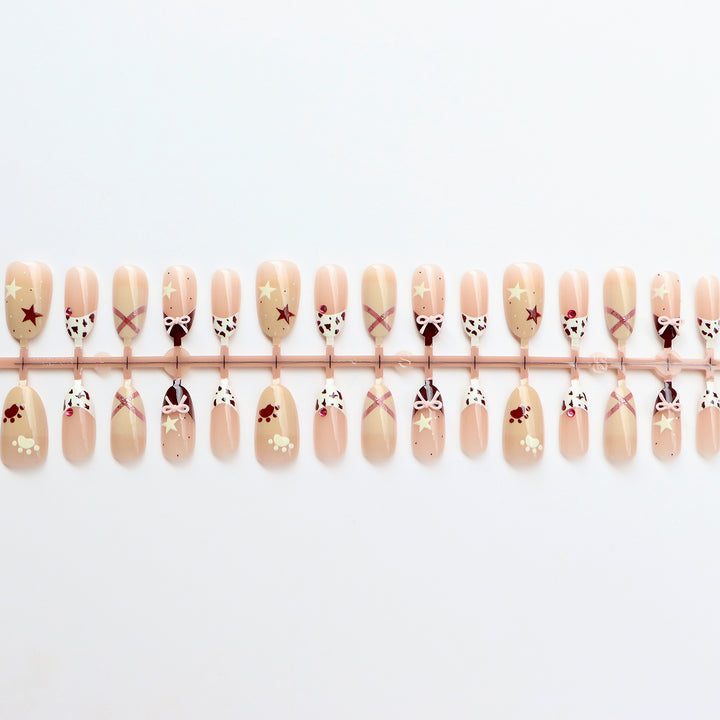 Thematic Press-On Nail Art Set with Charming Designs Kalsten