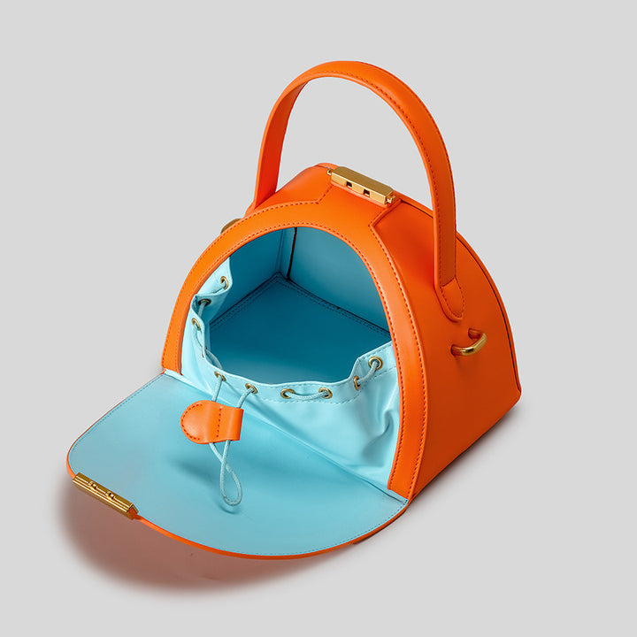 Structured Leather Satchel Bag