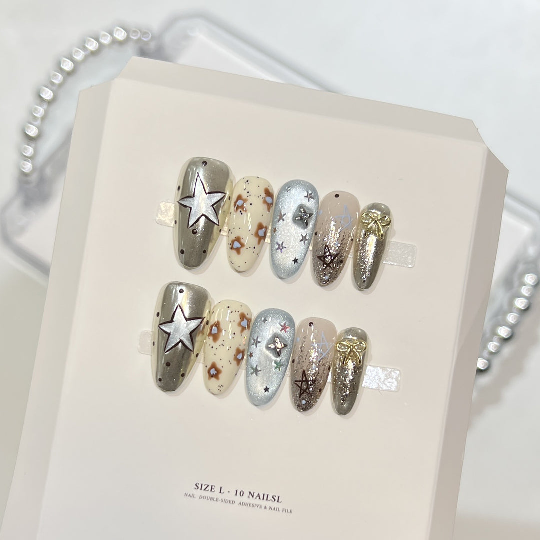 Artistic Stiletto Press-On Nail Set with Unique Aesthetic Designs Kalsten