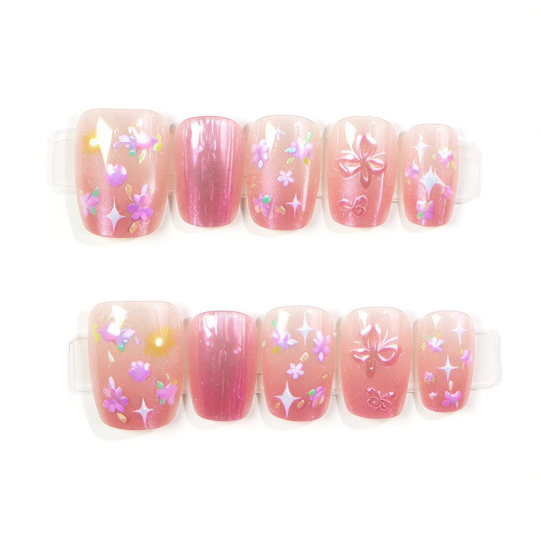 Artistic Floral-Embellished Press-On Nail Set Kalsten