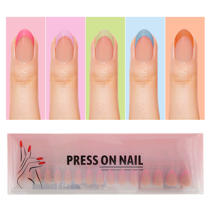 Acrylic nail set with elegant tips and creative color accents Kalsten