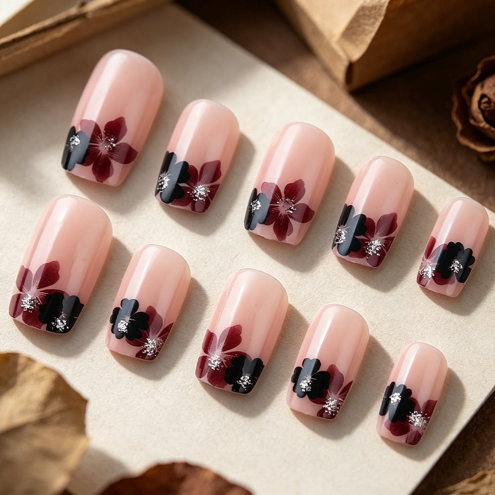 Elegant Floral Acrylic Press-On Nails Kalsten