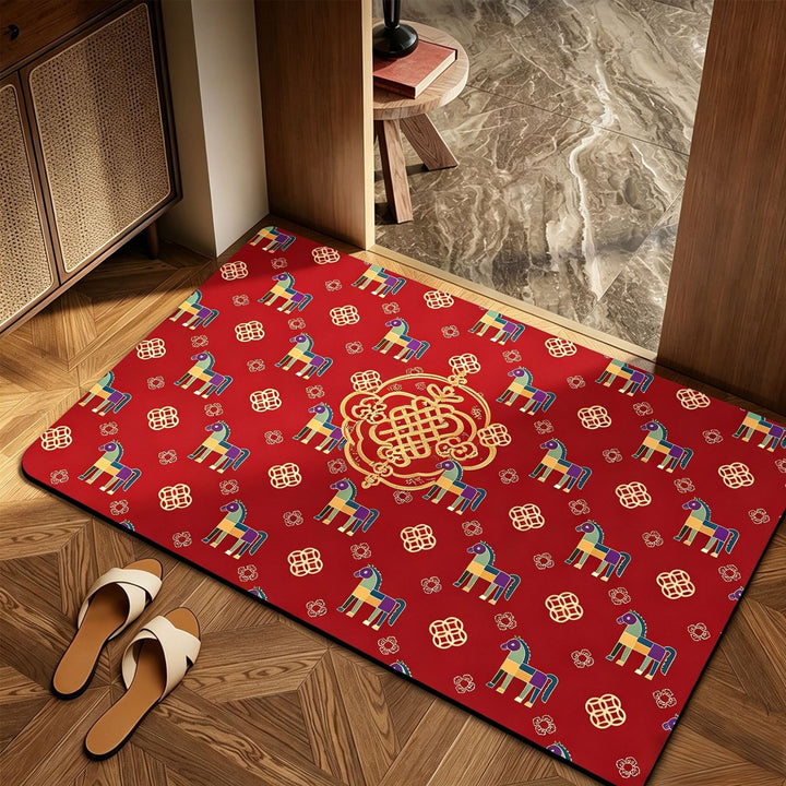 Playful Horse-Themed Memory Foam Bath Mat Kalsten