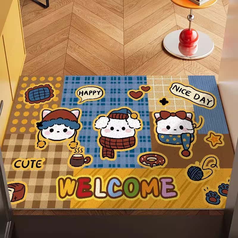 Playful Cartoon-Themed Welcome Mat