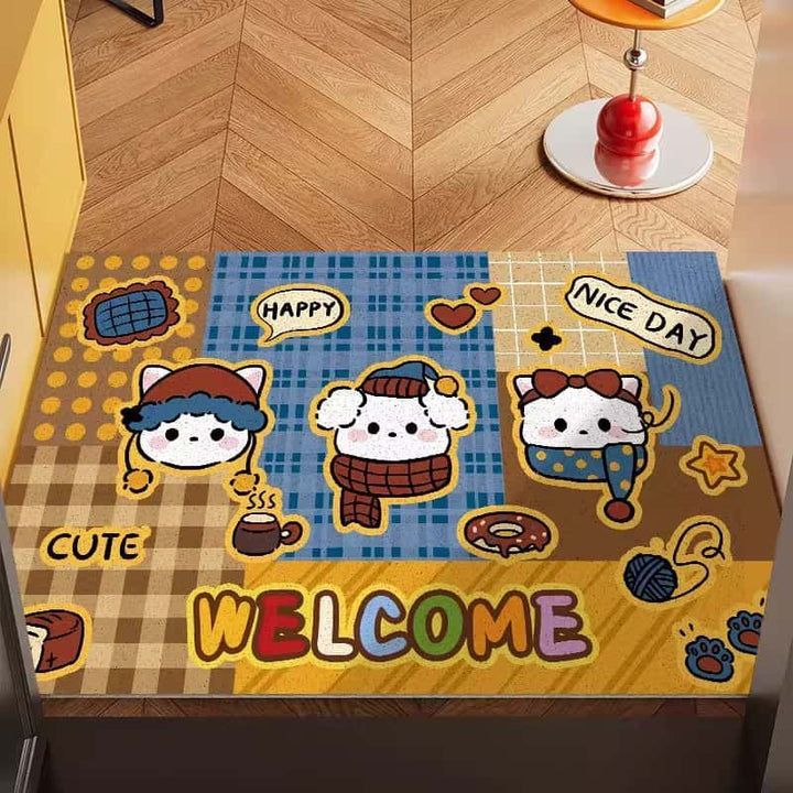 Playful Cartoon-Themed Welcome Mat