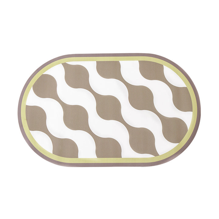 Oval non-slip vinyl mat with fine mosaic print and water-repellent surface Kalsten