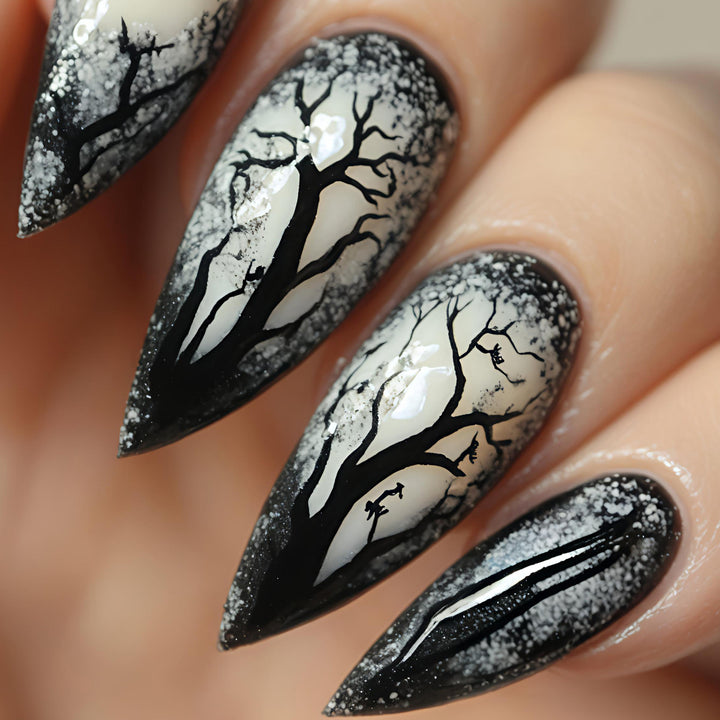 Art nails with impressive forest motif Kalsten
