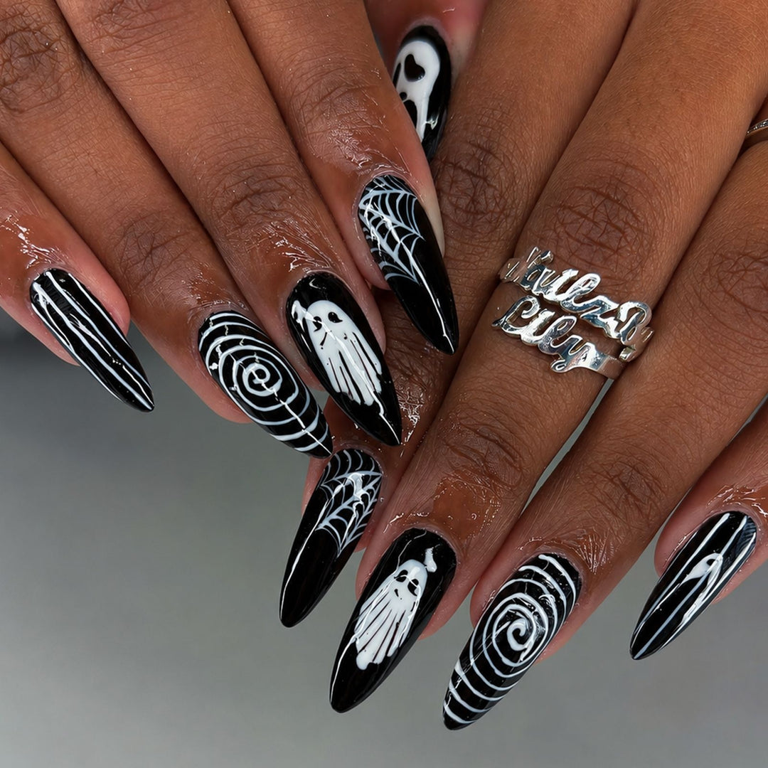 Acrylic nail set with stylish Halloween designs Kalsten