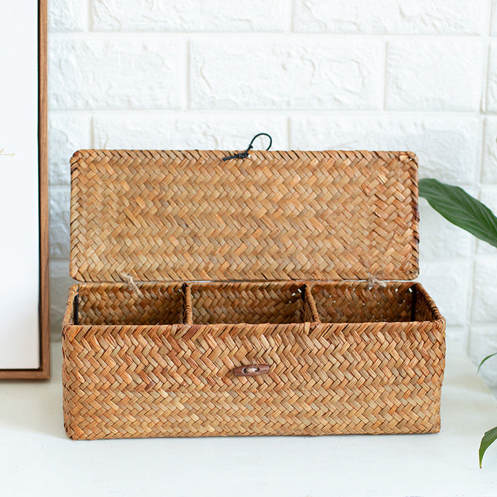 Handcrafted Rectangular Woven Storage Box with Dividers Kalsten