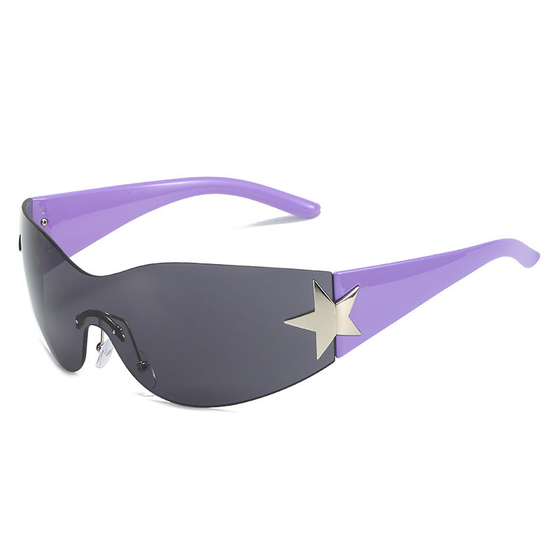 Fashion-Forward Shield Sunglasses with Star Accent Kalsten