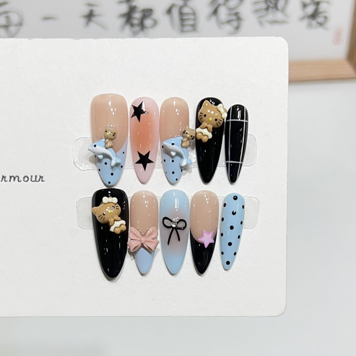 Reusable Stiletto Nail Art Set with Crystal Accents Kalsten