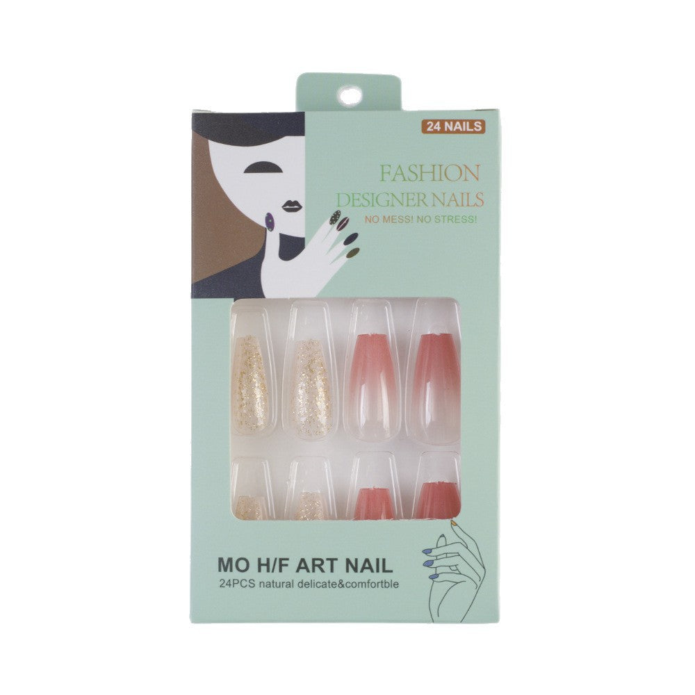 Glamorous artificial nails in modern glitter gradient design Kalsten