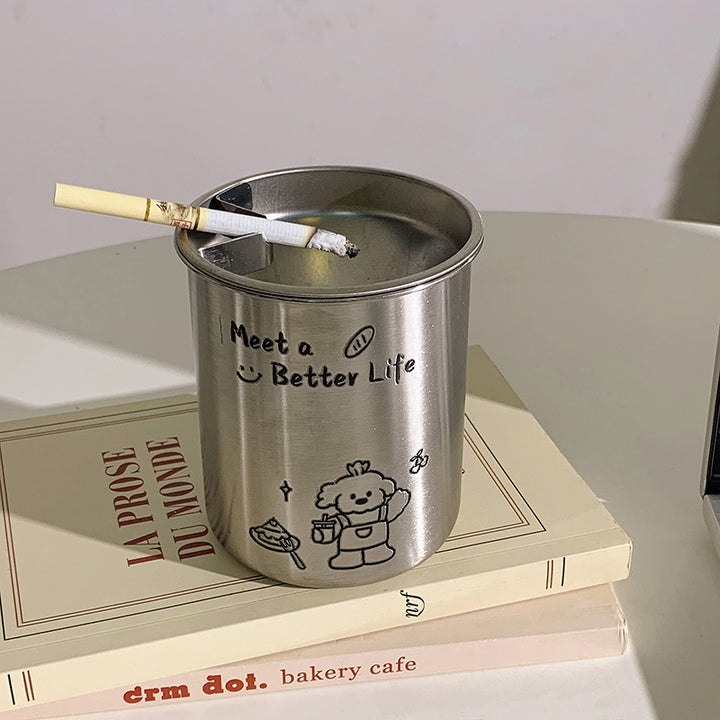 Stainless Steel Ashtray with Cute Animal Motif Kalsten