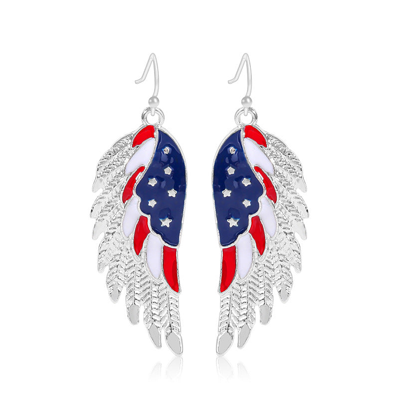 Women's star-shaped enamel earrings with USA flag motif and gold-plated fish Kalsten