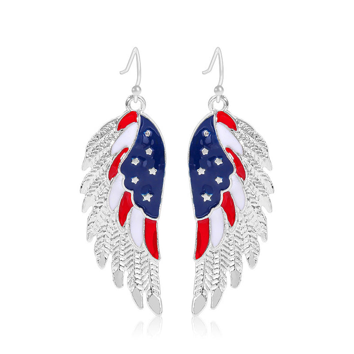 Women's star-shaped enamel earrings with USA flag motif and gold-plated fish Kalsten