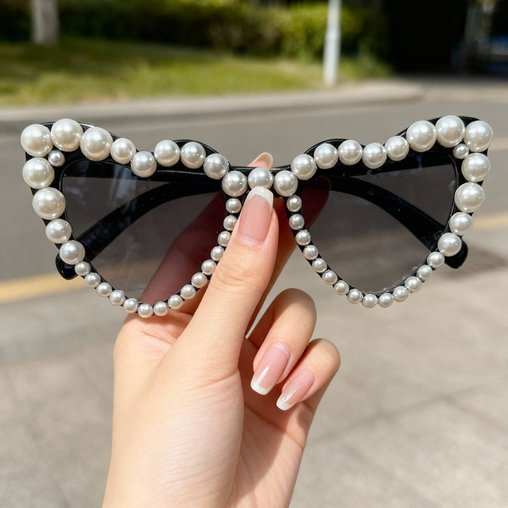 Decorative Pearl-Embellished Cat-Eye Sunglasses Kalsten