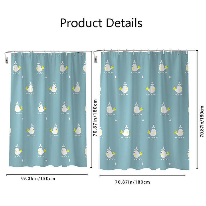 Playful Whale Theme Shower Curtain Kalsten