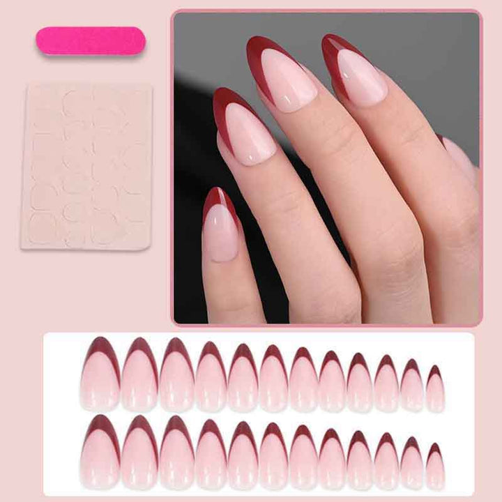 Artificial nail set with elegant French tips and modern accents Kalsten