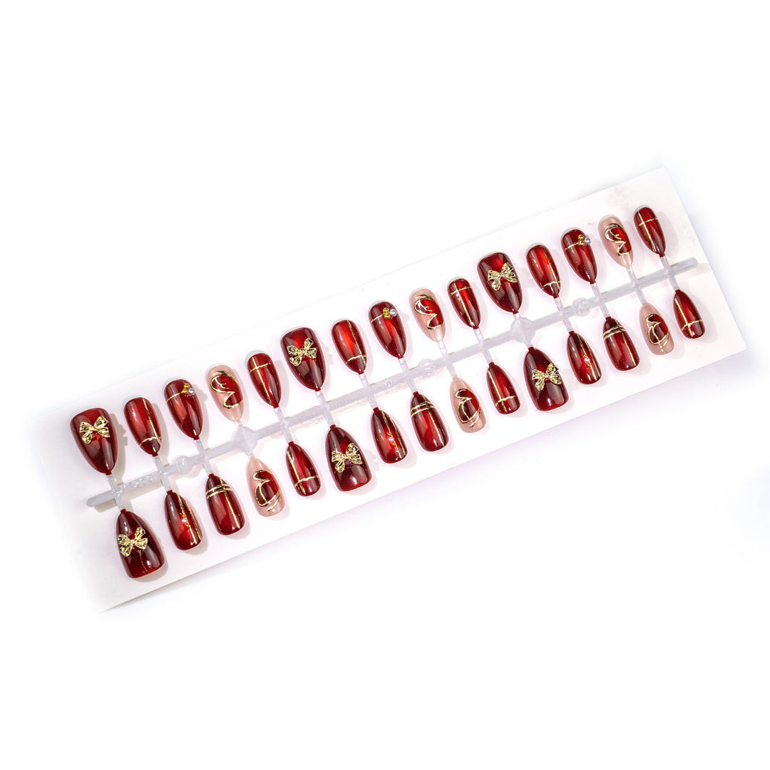 Elegant Nail Art Set with Gold Embellishments