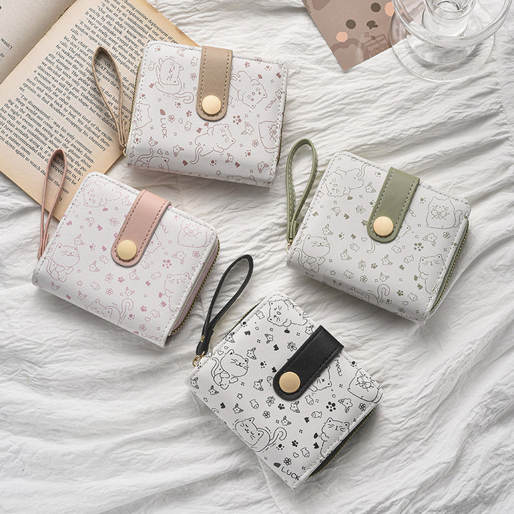 Cute Cat-Themed Zippered Coin Wallet Kalsten