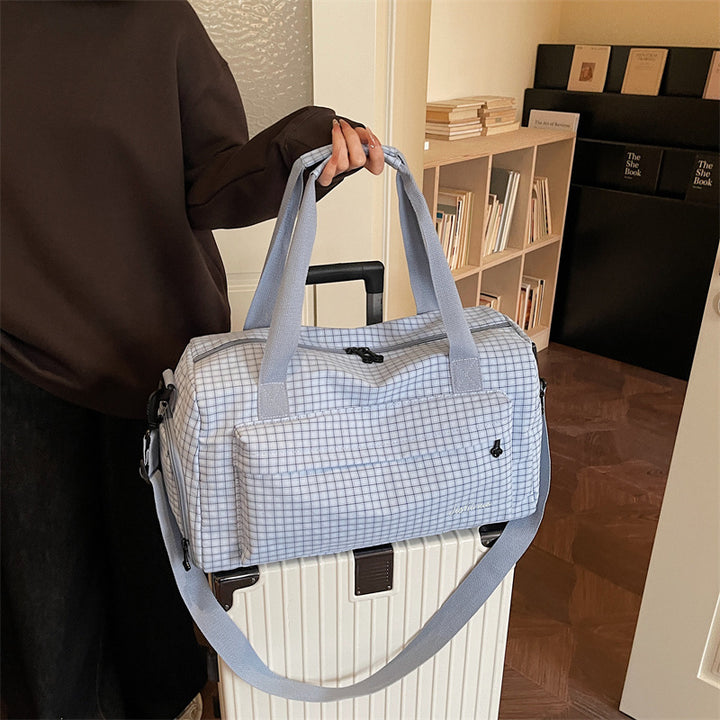 Grid Patterned Travel Duffel Bag Kalsten