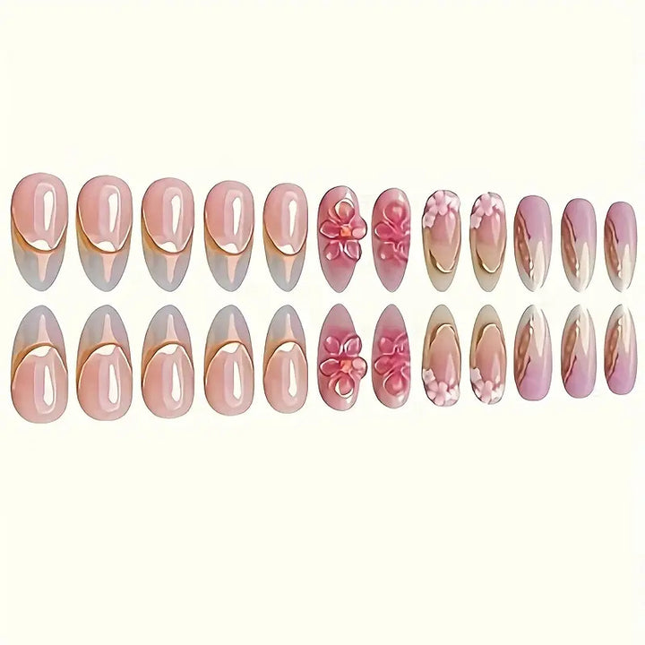 Floral Embellished Press-On Nail Art Set Kalsten