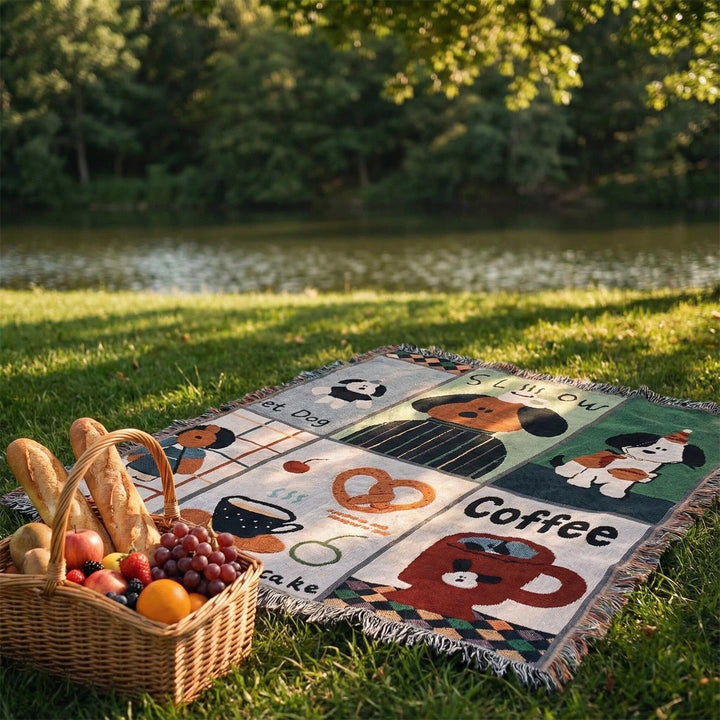 Cute Animal-Themed Cotton Throw Blanket