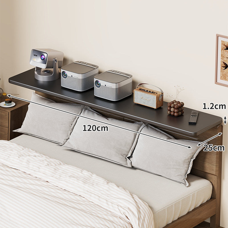 Wall-Mounted Slim Floating Headboard Shelf with Rounded Corners and Concealed Brackets