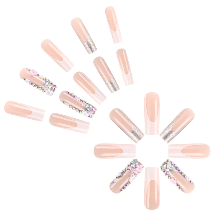 Artistic Press-On Nail Art Set with Floral Accents Kalsten