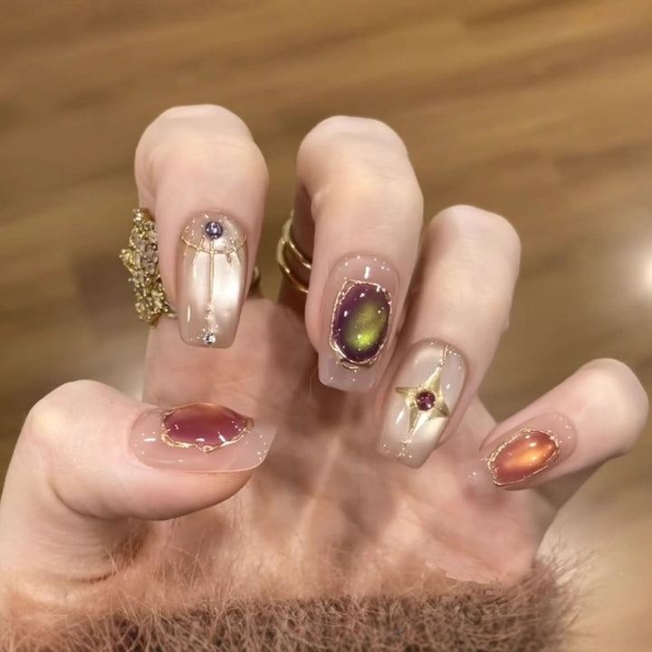 Artistic Gemstone Press-On Nails Kalsten