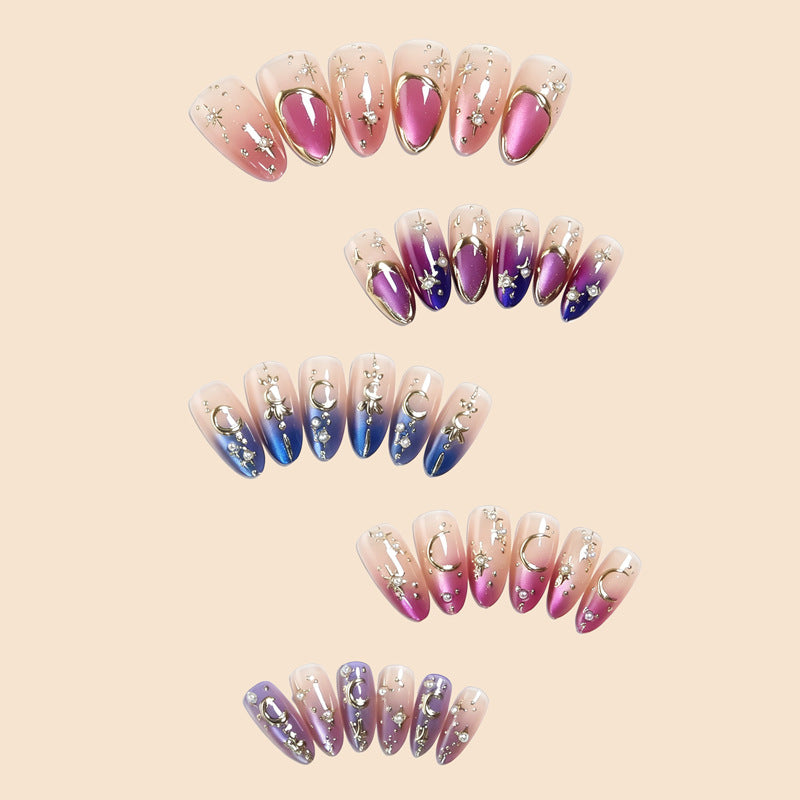 Glamorous artificial nails with star and moon motifs Kalsten