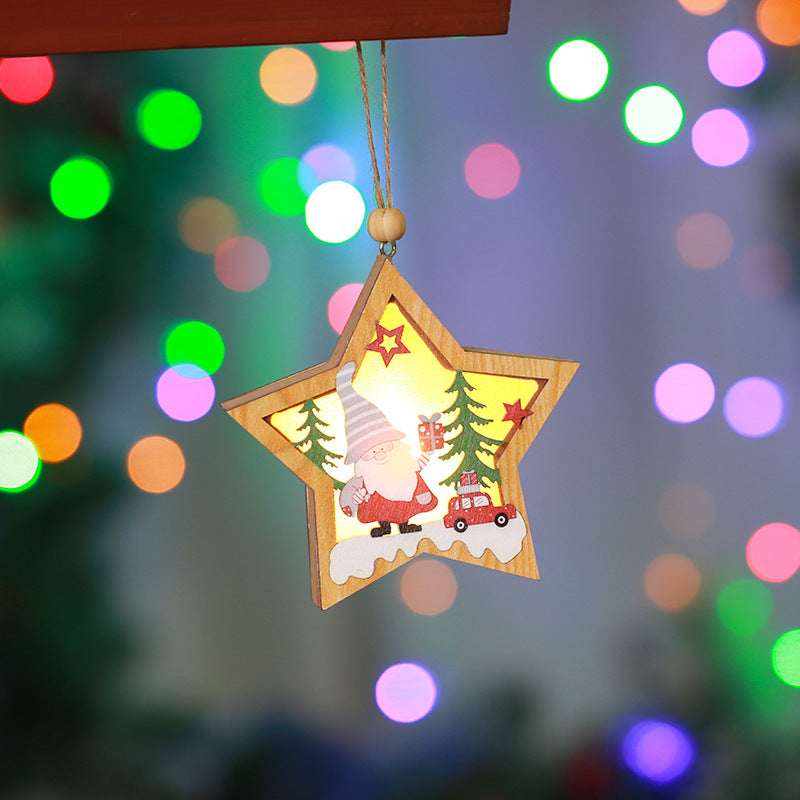 Decorative wooden star with Christmas motif Kalsten