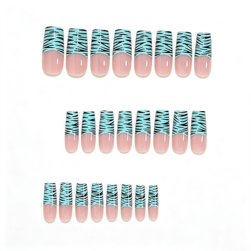 Artistic Long French Tip Nail Art Wraps Kalsten