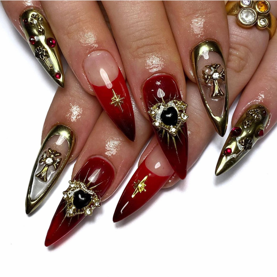 Artful Nail Extensions with Luxurious Decorations Kalsten