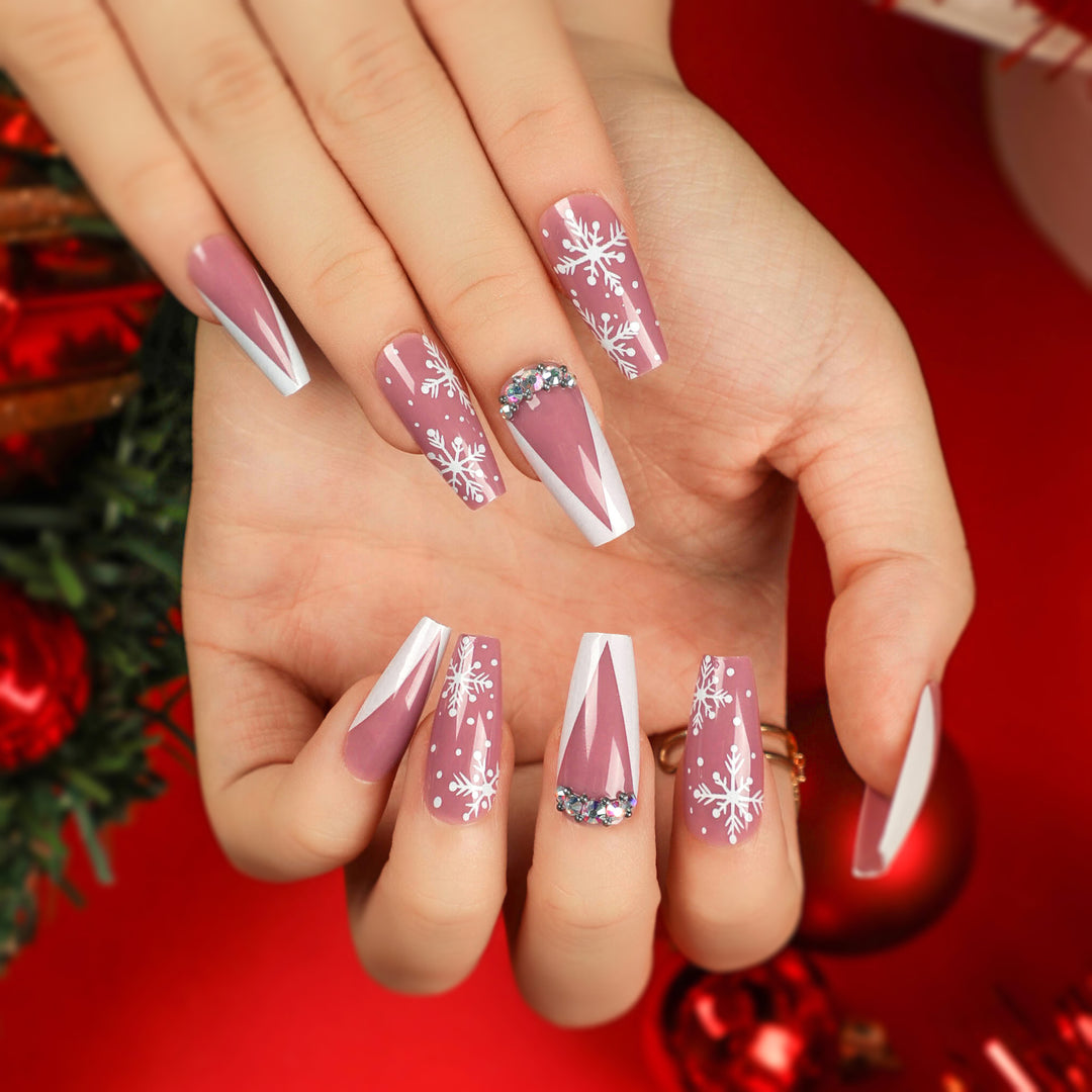 Artful Nail Extensions with Glitter and Rhinestone Embellishments Kalsten