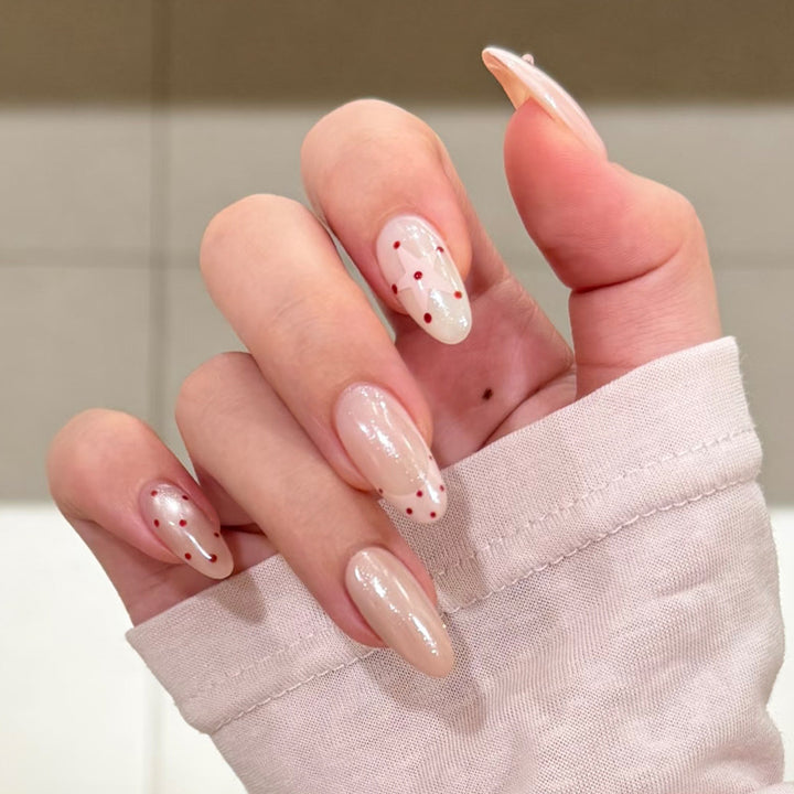 Artistic Press-On Nail Set with Cherry Blossom Design Kalsten