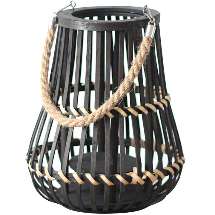 Handcrafted lantern made of wood and wicker Kalsten