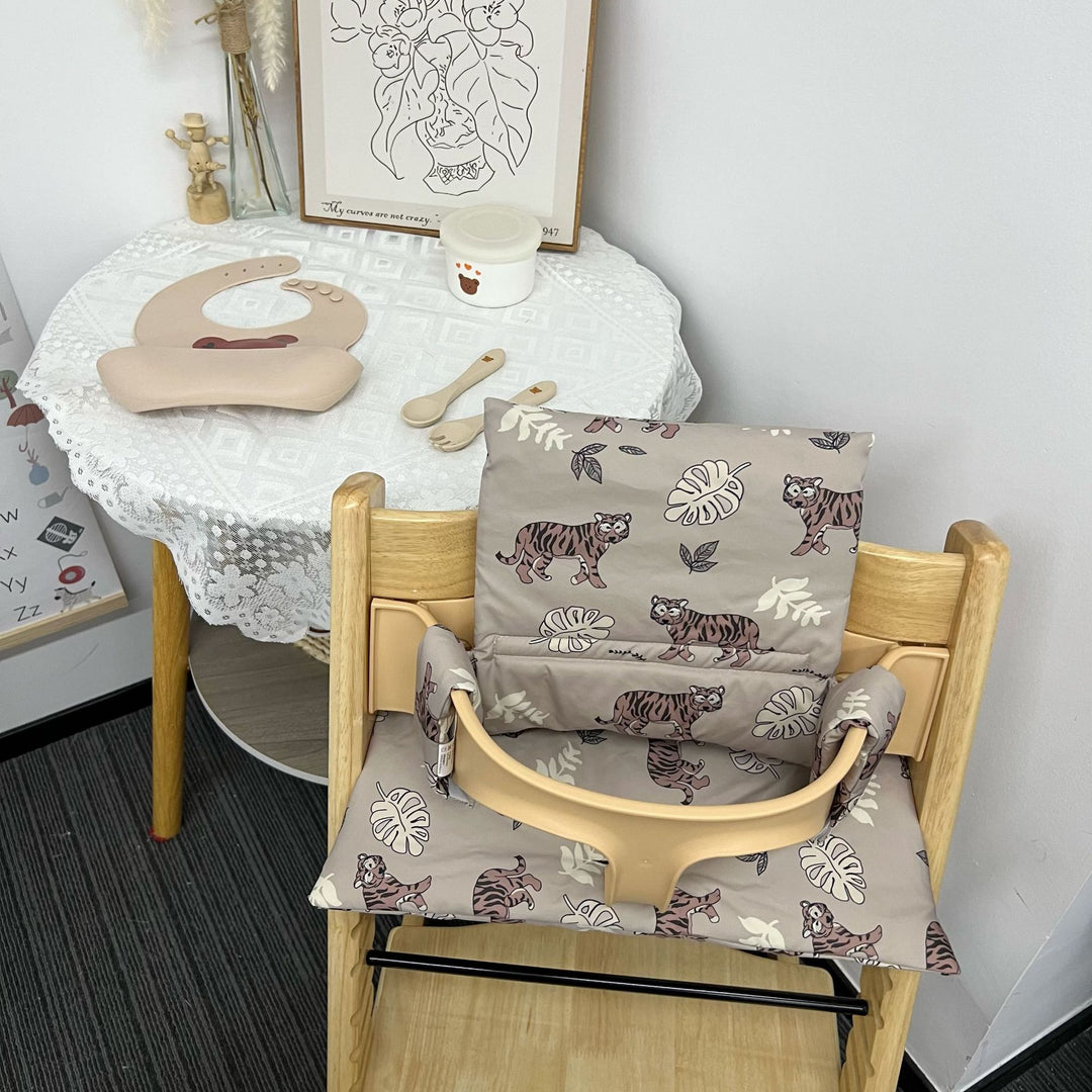 Padded High Chair Seat Liner Cushion with Removable Washable Cover and Safety Harness Slots