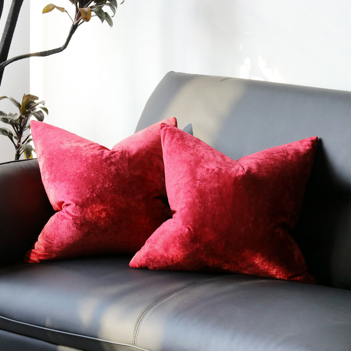 Square Crushed Velvet Decorative Throw Pillow Covers with Hidden Zipper