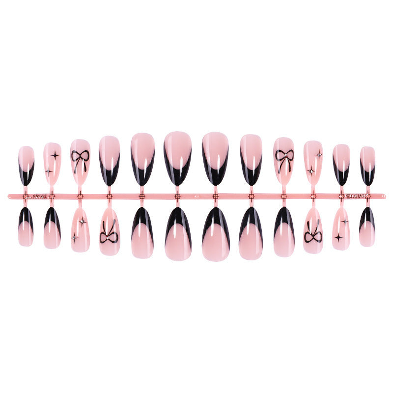Artificial nail set with elegant cut and bow decorations Kalsten