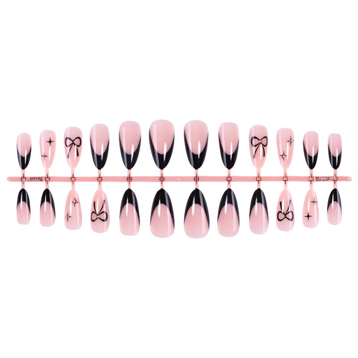 Artificial nail set with elegant cut and bow decorations Kalsten