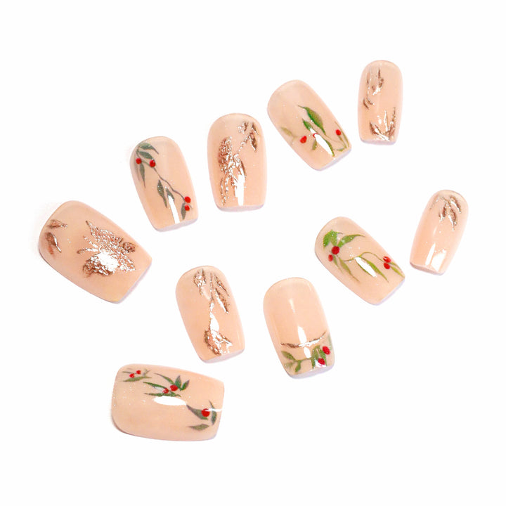 Artistic nail extensions with floral patterns Kalsten