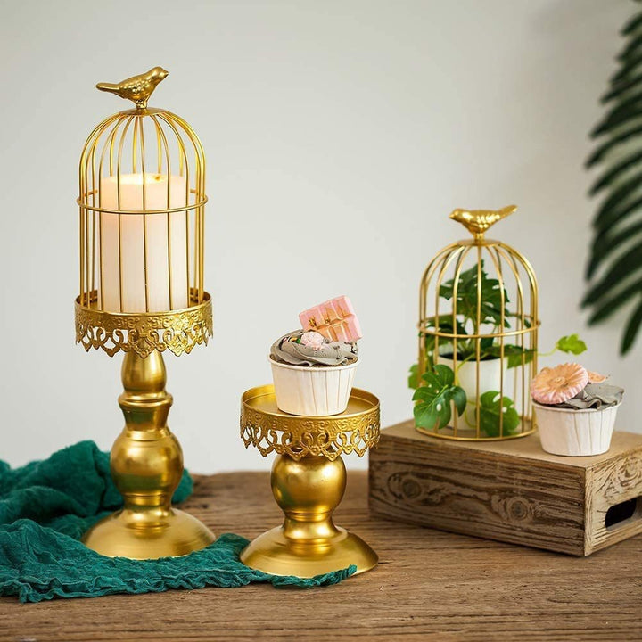 Antique-Style Distressed Metal Birdcage Tabletop Candle Holder & Display Stand Kalsten
