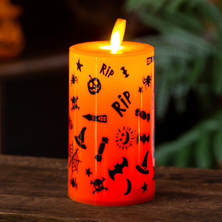 LED decorative candle with Halloween motif
