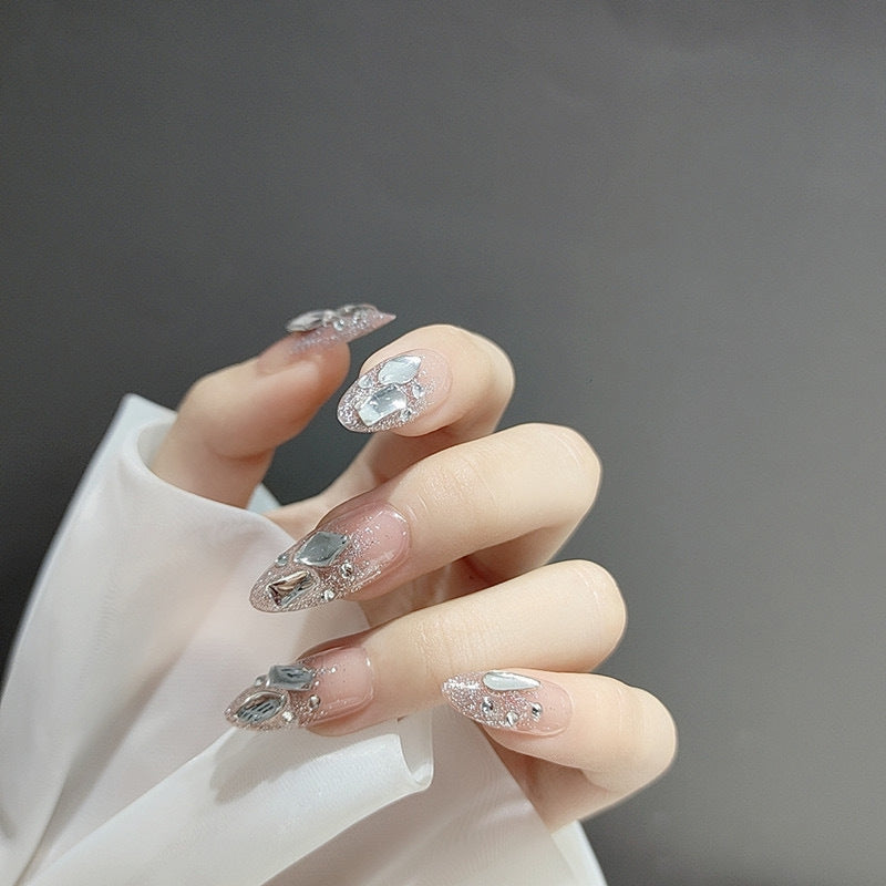 Artistic Rhinestone-Embellished Press-On Nail Set Kalsten
